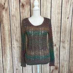 Prosesa Multi-color Loose-Knit Sweater w/ Gold Thread accent Petite Small